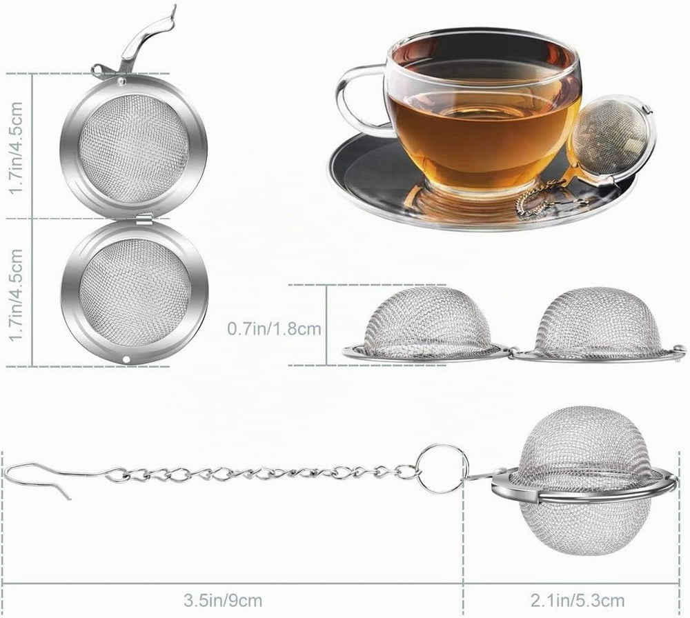 NC 2 Stück Teesieb 5.5 cm Teeei mit Kette 304 Edelstahl Teefilter für losen Tee und Mulling Gewürze