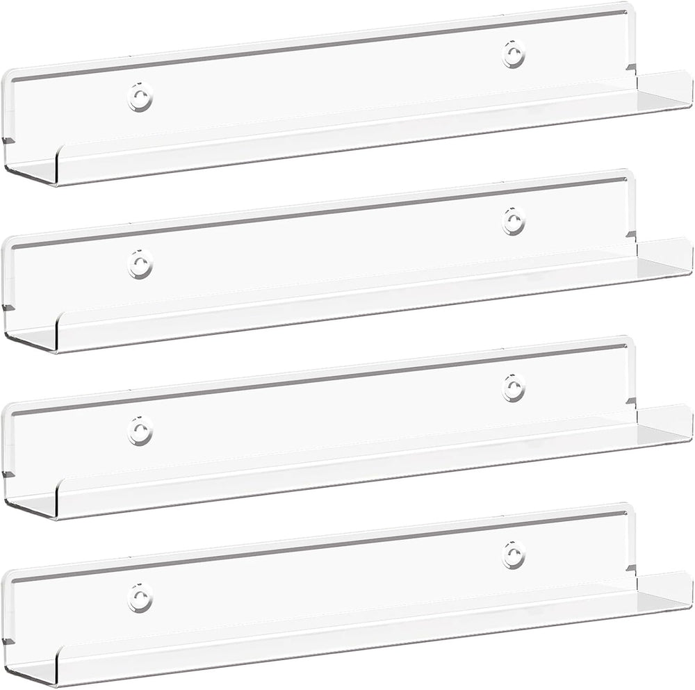 Lifewit 4 Pack Wandregal Schmal, 30,4cm Kunststoff Schweberegal, Klar