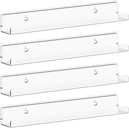 Lifewit 4 Pack Wandregal Schmal, 30,4cm Kunststoff Schweberegal, Klar