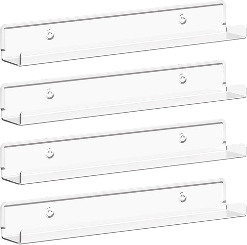 Lifewit 4 Pack Wandregal Schmal, 30,4cm Kunststoff Schweberegal, Klar