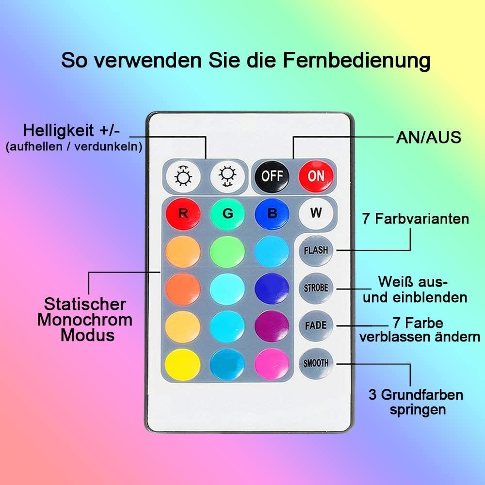 USB LED Streifen, 3,2ft 24 Tasten Lichtleiste Fernbedienung für Partys, DIY Innendekoration