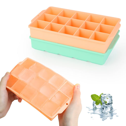 JOPHEK Eiswürfelform, 2 Stück 30 Fach Silikon Eiswürfelschale, Große Quadratische Eiswürfel 3.5cm für Cocktails Whisky Wein Obst Fruchtpürees Eiscreme Eistee (Schwarz+Schwarz)