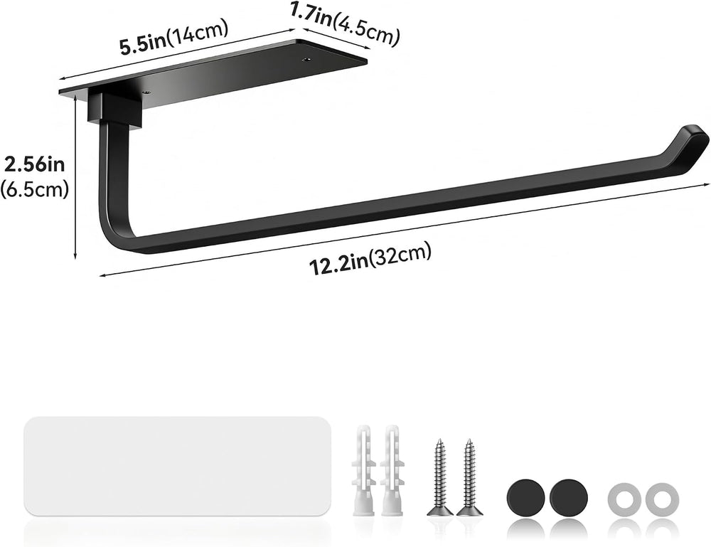Schwarz KüChenrollenhalter Ohne Bohren Kuchenroller Halter，Selbstklebend Praktisch Rollenhalter Unter Schrank FüR KüChe Aufbewahrung & Organisation KüChenrollenhalter Wand