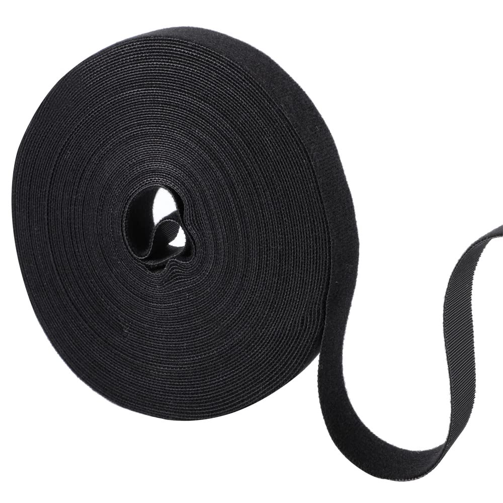 15m Klett Kabelbinder, 10 mm, Zuschneidbar, Klettband Schwarz
