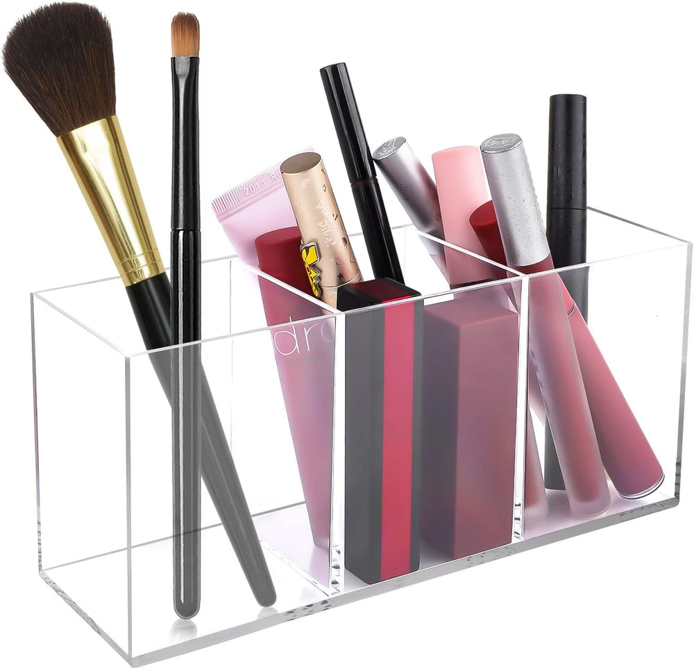 Acrylic Pinselhalter, 3 Fächer Make Up Organizer, Schminktisch Organizer