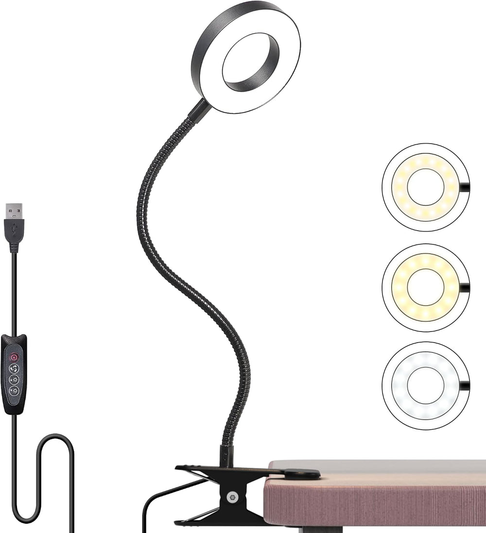 Foneso Klemme Lampe,48 LEDs Dimmbare Leselampe Bett(Schwarz)