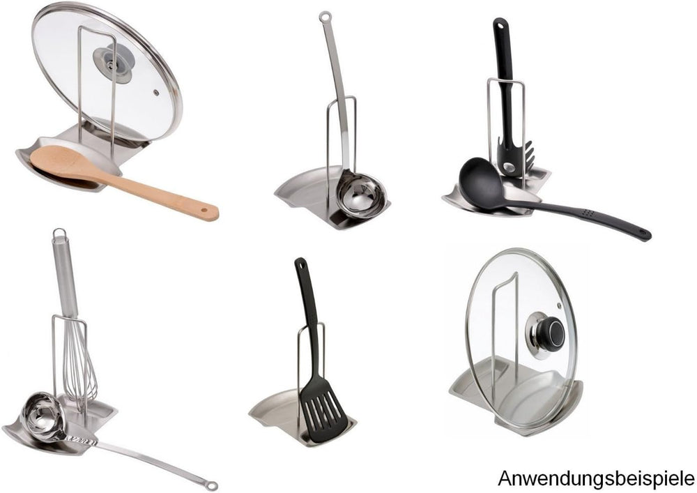 YIQI Küche Deckelhalter,Topfdeckelhalter,Löffelablage/Pfannenhalter Küche Halter Für Deckel Und Löffel Edelstahl Deckel Organizer Ständer 19 x 15.5 x 19 cm