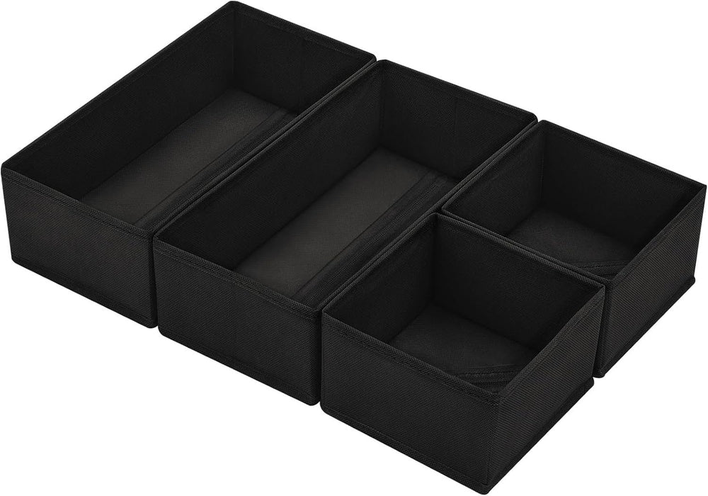 DIMJ 4 Stück Schubladen Ordnungssystem Schubladen Organizer, Faltbare Aufbewahrungsbox Stoff, Schubladeneinsätze für Kleiderschränke, Kleiderschrank Organizer für Kleidung, Hellgrau
