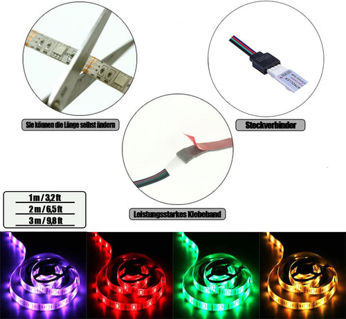 USB LED Streifen, 3,2ft 24 Tasten Lichtleiste Fernbedienung für Partys, DIY Innendekoration