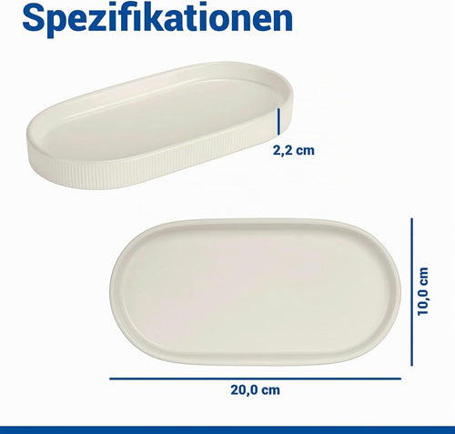 WENKO Ablage Mod. Fablo aus Keramik mit Rillenoptik, freistehend, Badezimmer-Organizer, Badablage, Schmuckschale, dekoratives Tablett für Badezimmer, Schlafzimmer, Wohnzimmer, Büro, Creme matt