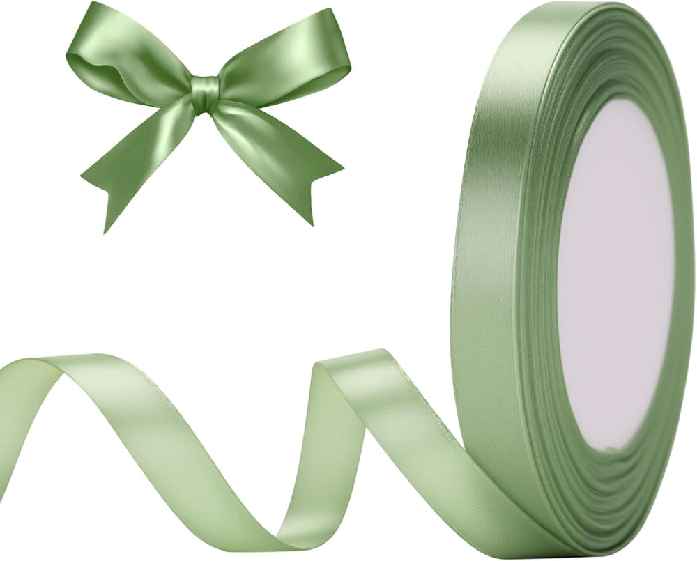 G2PLUS 10mm Salbei Grün Geschenkband Satin: 22m Schleifenband zum Bastel