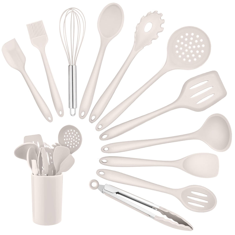 Homikit Silikon Küchenhelfer Set, 12 Stück Schwarz Kochutensilien
