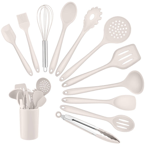 Homikit Silikon Küchenhelfer Set, 12 Stück Schwarz Kochutensilien