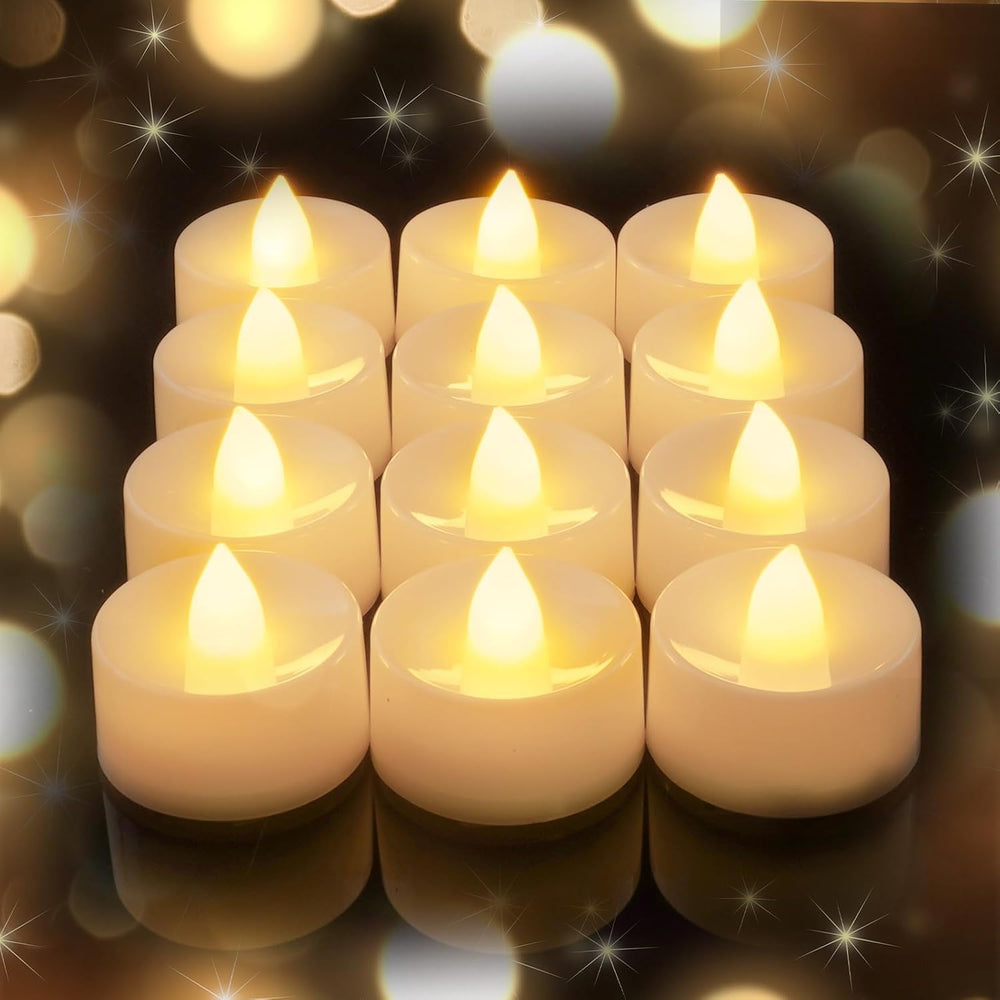 AMAGIC Flammenlose Led Teelicht batterie, 12er,warmweiß Licht, Wachshülle