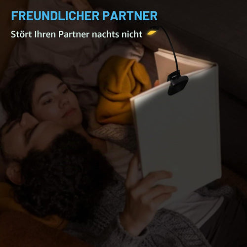 Diboniur Leselampe Buch Klemme, Klemmlampe mit 9 LEDs, 3 Farbtemperaturen und 3 Helligkeiten einstellbar, USB Wiederaufladbare Leselampe buch, 360° Flexibel für Büchern im Bett [Energieklasse A+++]
