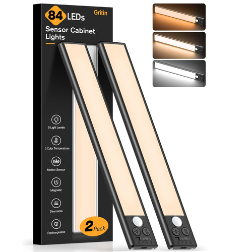 Gritin 26cm Schrankbeleuchtung Unterbauleuchte Küche Motion-Sensor, 2 Stück
