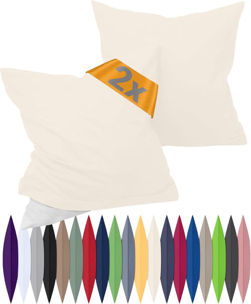 Renforcé Kissenbezüge 40 x 40 cm, 2er Pack, natur