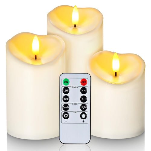 Homemory 7,6 cm x 15 cm Outdoor Wasserdicht Flammenlose LED Kerzen, Batteriebetriebene Kerzen mit Fernbedienung und Timer, Elektrische Fake Plastik Stumpenkerzen, Dunkel Elfenbein, 2er-Set