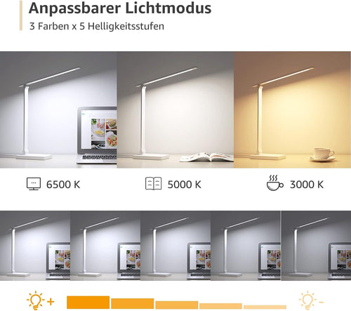 Lepro LED Schreibtischlampe 16W, 700LM, 3 Farbmodi & 5 Helligkeitsstufen
