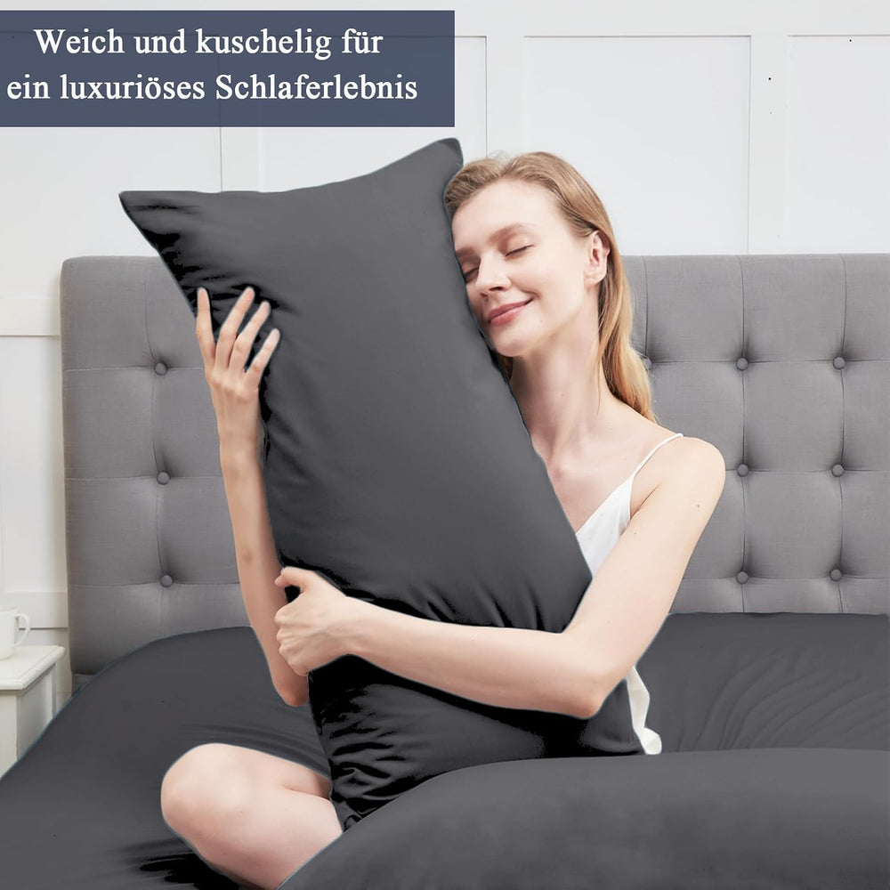 Vielit Kissenbezug 40 x 80 2pc Kopfkissenbezug Anthrazit Öko-Zertifikat