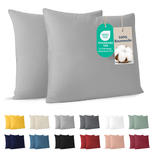 Dreamzie - Kissenbezug 40x40cm - 2er Set - 100% Baumwolle - Anthrazit