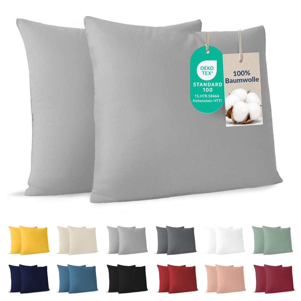 Dreamzie - Kissenbezug 40x40cm - 2er Set - 100% Baumwolle - Anthrazit