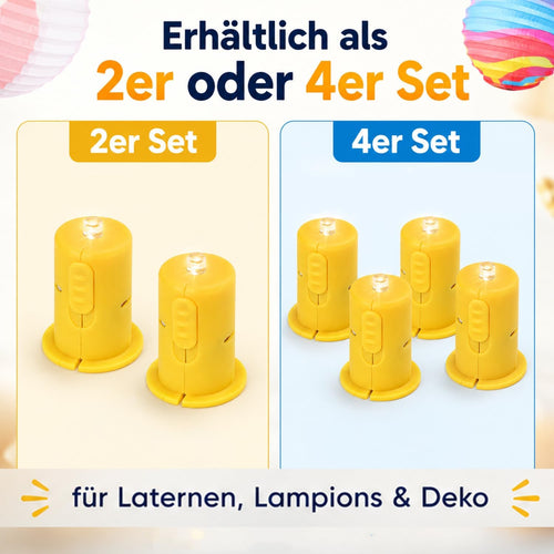 com-four® 4x LED Deko-Licht für Papierlaternen, LED-Teelichtersatz