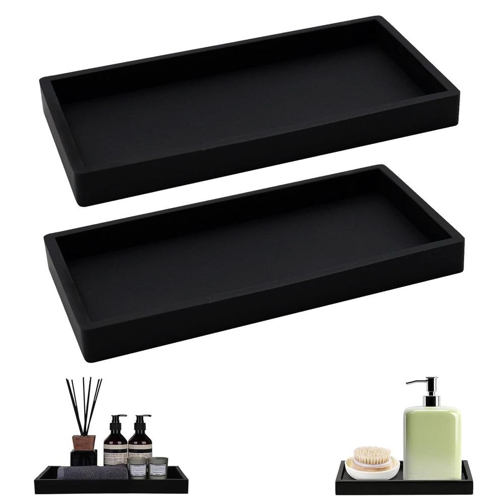 2 Stück Tablett Marmor Schwarz, 20 × 10 × 2 cm