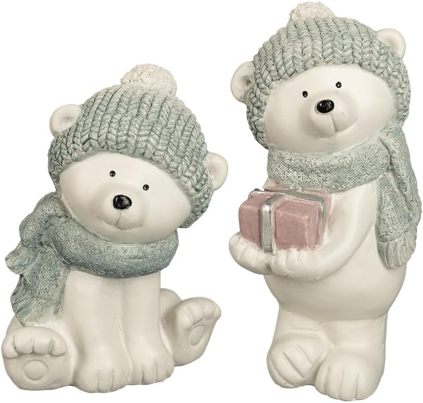 Ideen mit Herz Deko-Figuren Eisbären | Winterdeko | Bären | Winter | Weihnachten | 14 und 16 cm hoch | 2 Stück
