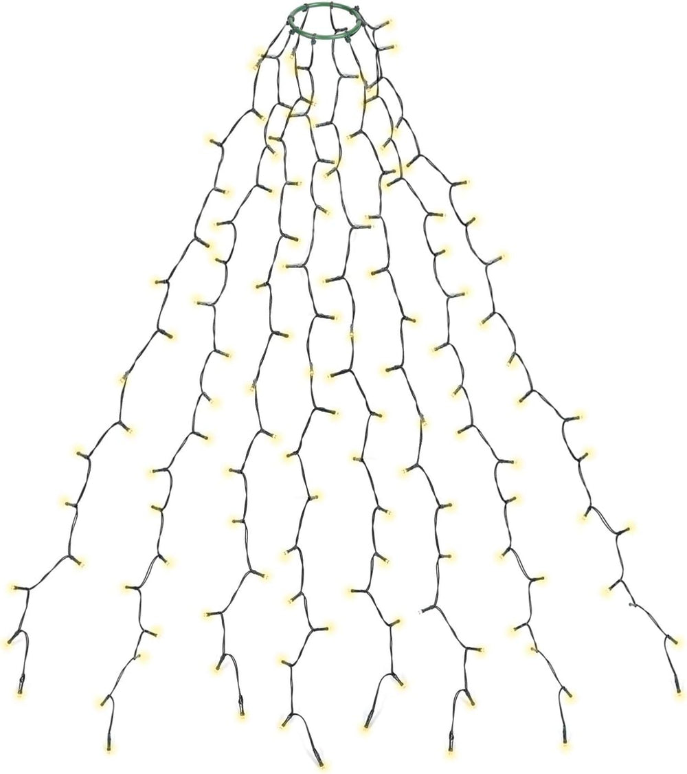 SALCAR Weihnachtsbaum Lichterkette 1,5m 200er LED mit 8 Girlanden, Warmweiß