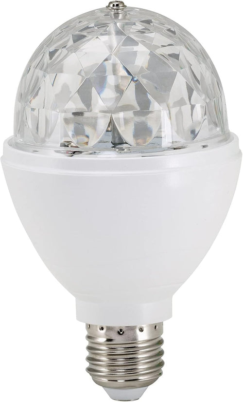 BRILONER - LED Discokugel E27 mit buntem RGB Licht, rotierendes Licht, Leuchtmittel, Discolicht Partylicht, Party Deko Geburtstag, Partybeleuchtung, Lampe, Glühbirne, LED Birne, 12,9x7,3 cm, Klar