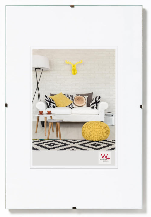 walther design Bilderrahmen Antireflexglas 21 x 29,7 cm (DIN A4) Dokumentenrahmen Rahmenlose Bildhalter RB130A