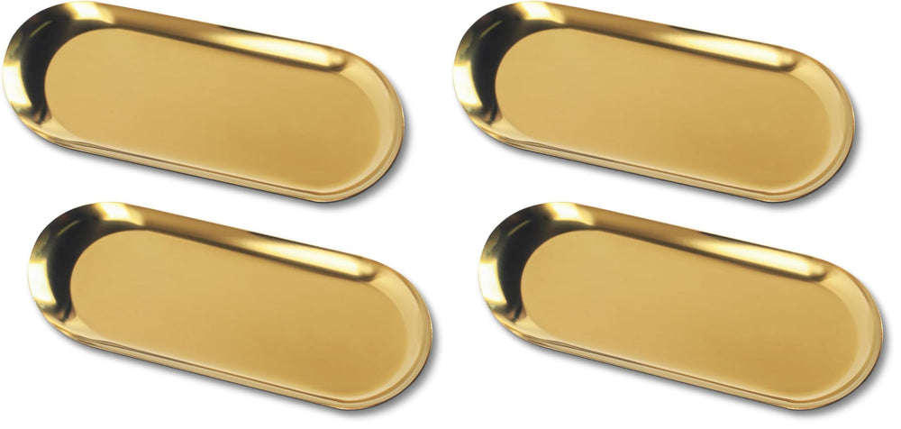 2 STK Tablett Gold, Serviertablett, Goldene Dekotablett,23x9,5 cm