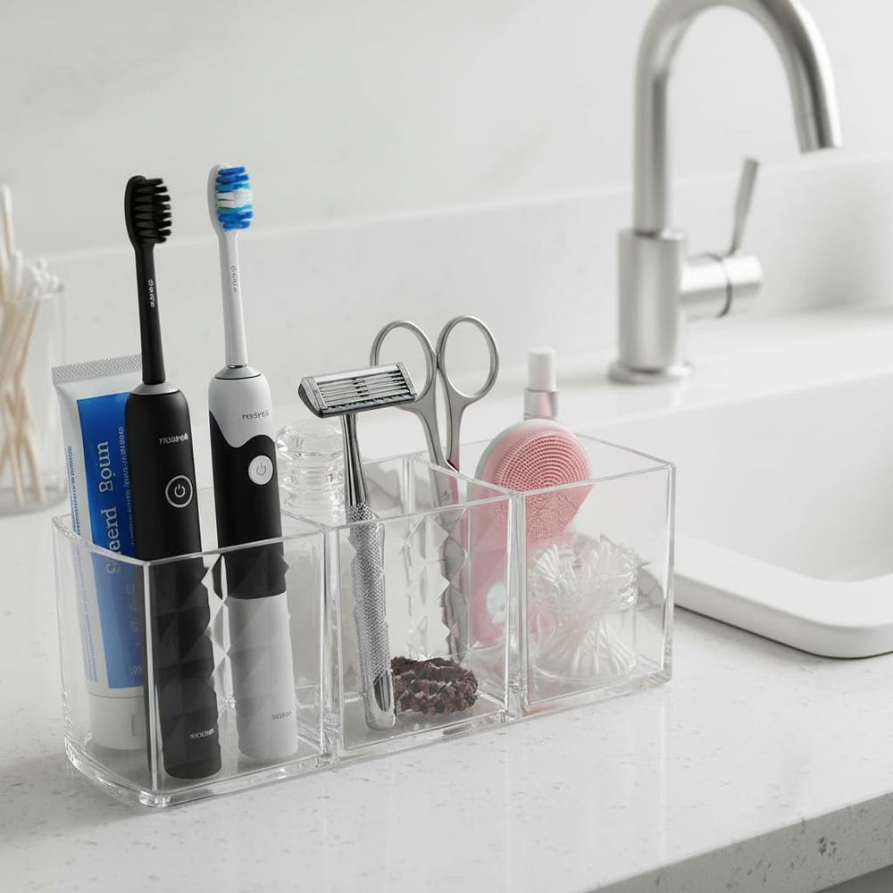 2er Set Make-up Organizer aus Acryl, Transparent, 3 Fächer