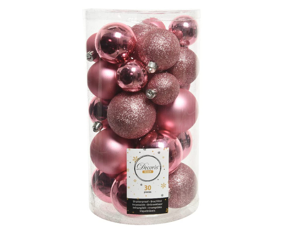 Kaemingk Weihnachtskugeln Kunststoff 4-6cm Mix 30er Set - bruchsichere Christbaumkugeln Weihnachtsbaumkugeln für Weihnachten - Christbaumschmuck & Weihnachtsbaumschmuck - Rosmarin