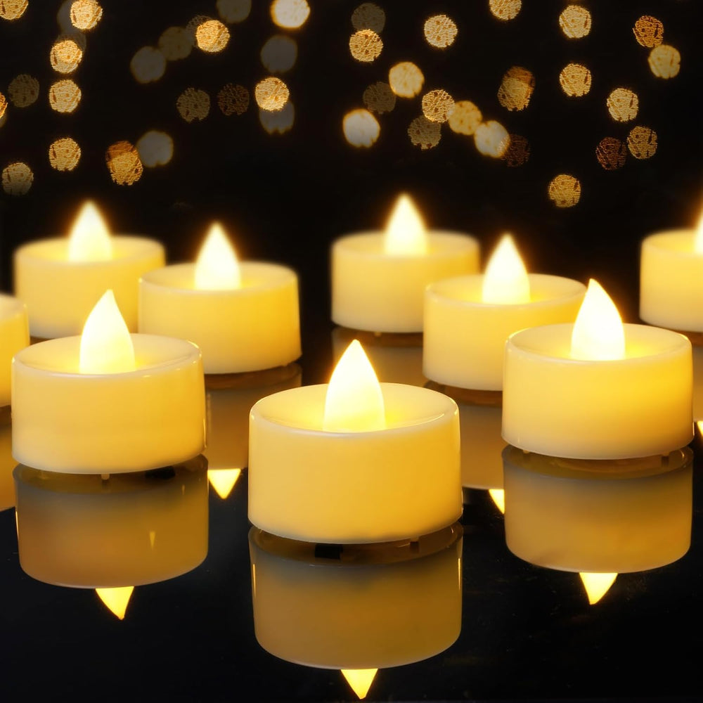 AMAGIC Flammenlose Led Teelicht batterie, 12er,warmweiß Licht, Wachshülle