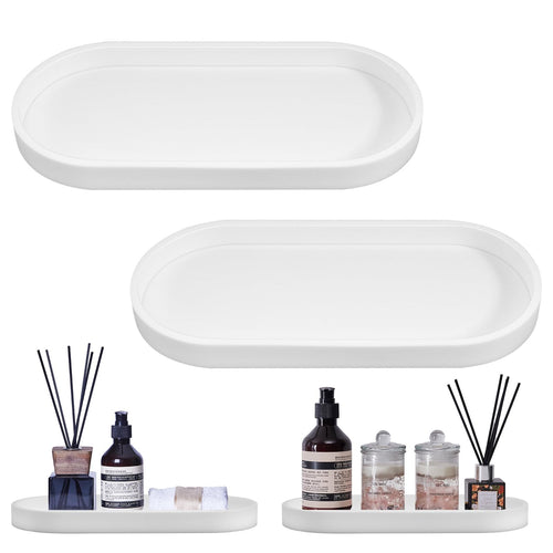 2 Stück Badezimmer Tablett Dekotablett Deko Tablett Schwarz Silikon Ablageschale Kleines Tablett für Waschtisch Badewanne Küchenspüle und Toilette (Rechteck)