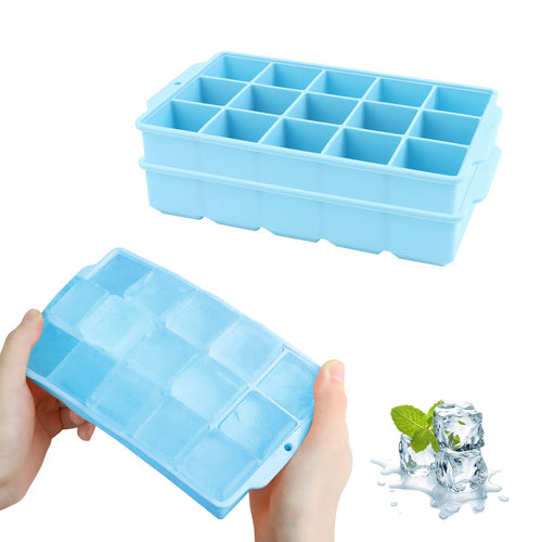 JOPHEK Eiswürfelform, 2 Stück 30 Fach Silikon Eiswürfelschale, Große Quadratische Eiswürfel 3.5cm für Cocktails Whisky Wein Obst Fruchtpürees Eiscreme Eistee (Schwarz+Schwarz)