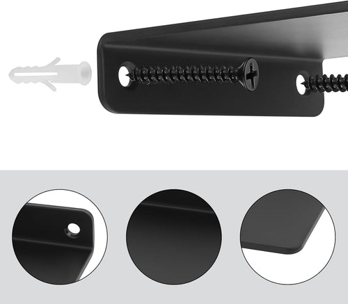 2 STK Kleine Wandregal schwarz, Mini Regal Wand, schwarz Schweberegale für Wände, Regalbrett schwarz Regal kinderzimmer, Bücherregal Dekoration wandboard für Küche Badezimmer Wohnzimmer, 11x10x2,3 cm
