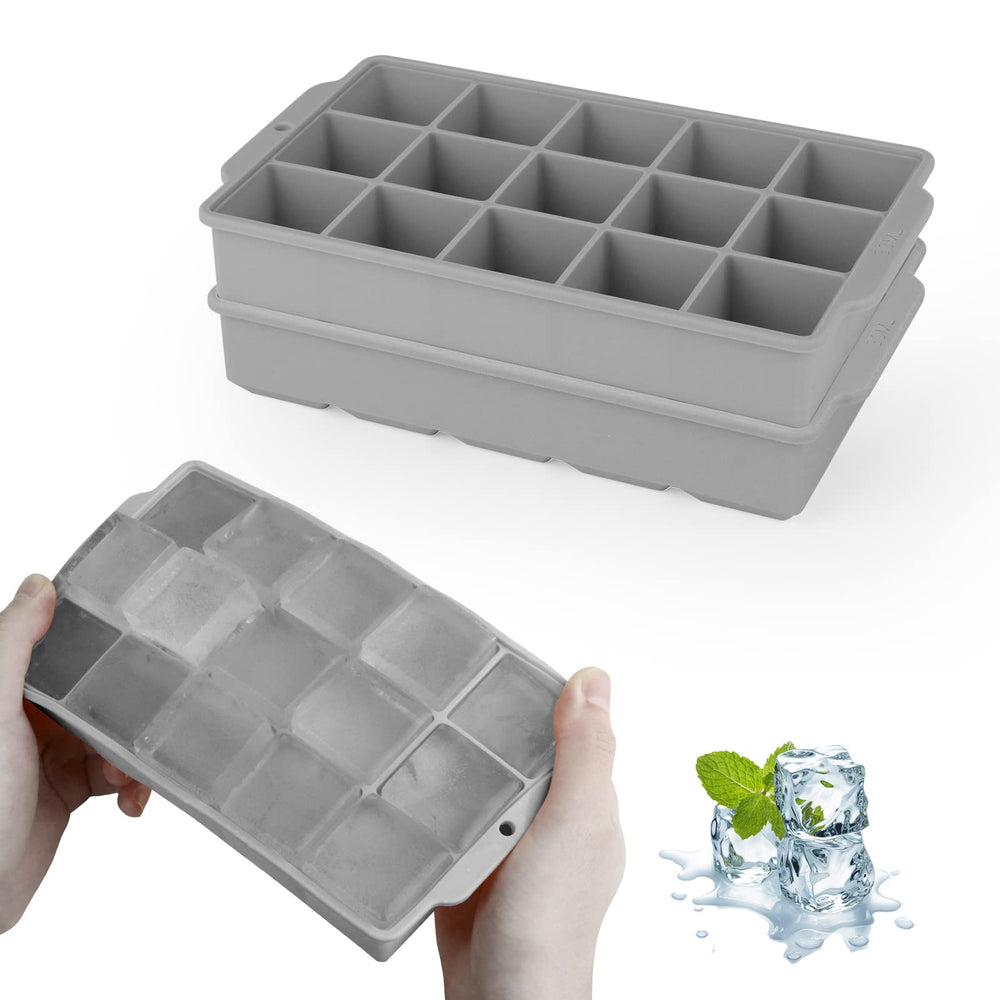 JOPHEK Eiswürfelform, 2 Stück 30 Fach Silikon Eiswürfelschale, Große Quadratische Eiswürfel 3.5cm für Cocktails Whisky Wein Obst Fruchtpürees Eiscreme Eistee (Schwarz+Schwarz)