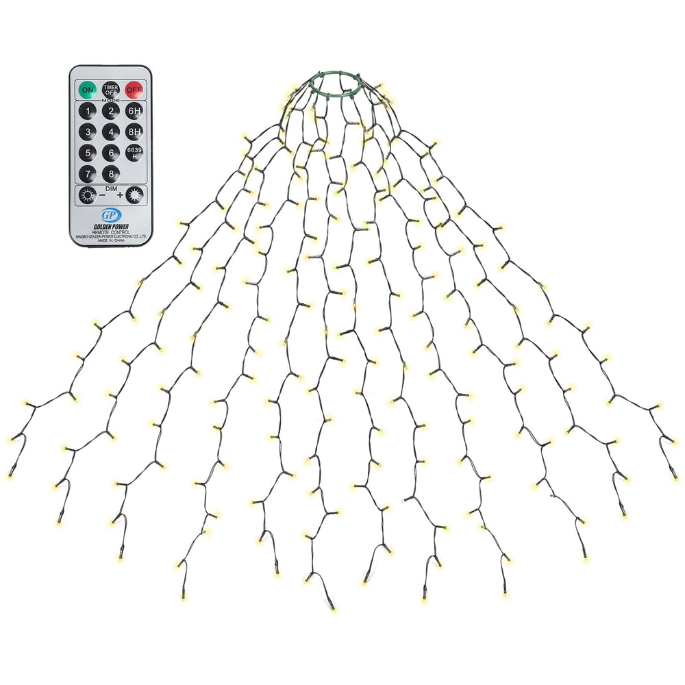 SALCAR Weihnachtsbaum Lichterkette 1,5m 200er LED mit 8 Girlanden, Warmweiß
