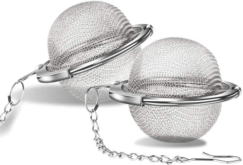 Teesieb mit Kette, Edelstahl, 2 Stück