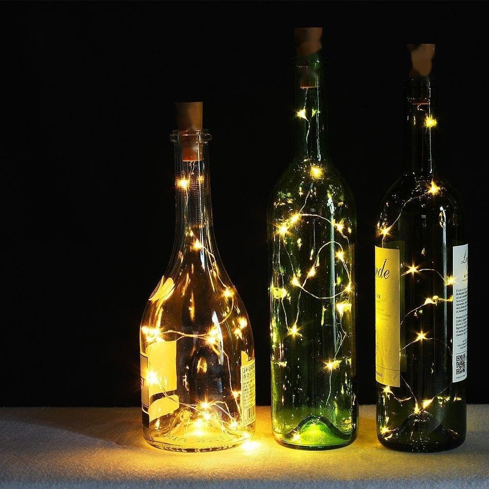 Lichterkette, USB Wiederaufladbare Weinflaschenlichter mit Korken, 2024 Version USB Lichterkette für Party Weihnachten