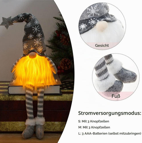 3 Stück Weihnachtsdeko Innen Wichtel,Weihnachtswichtel mit LED für Tisch