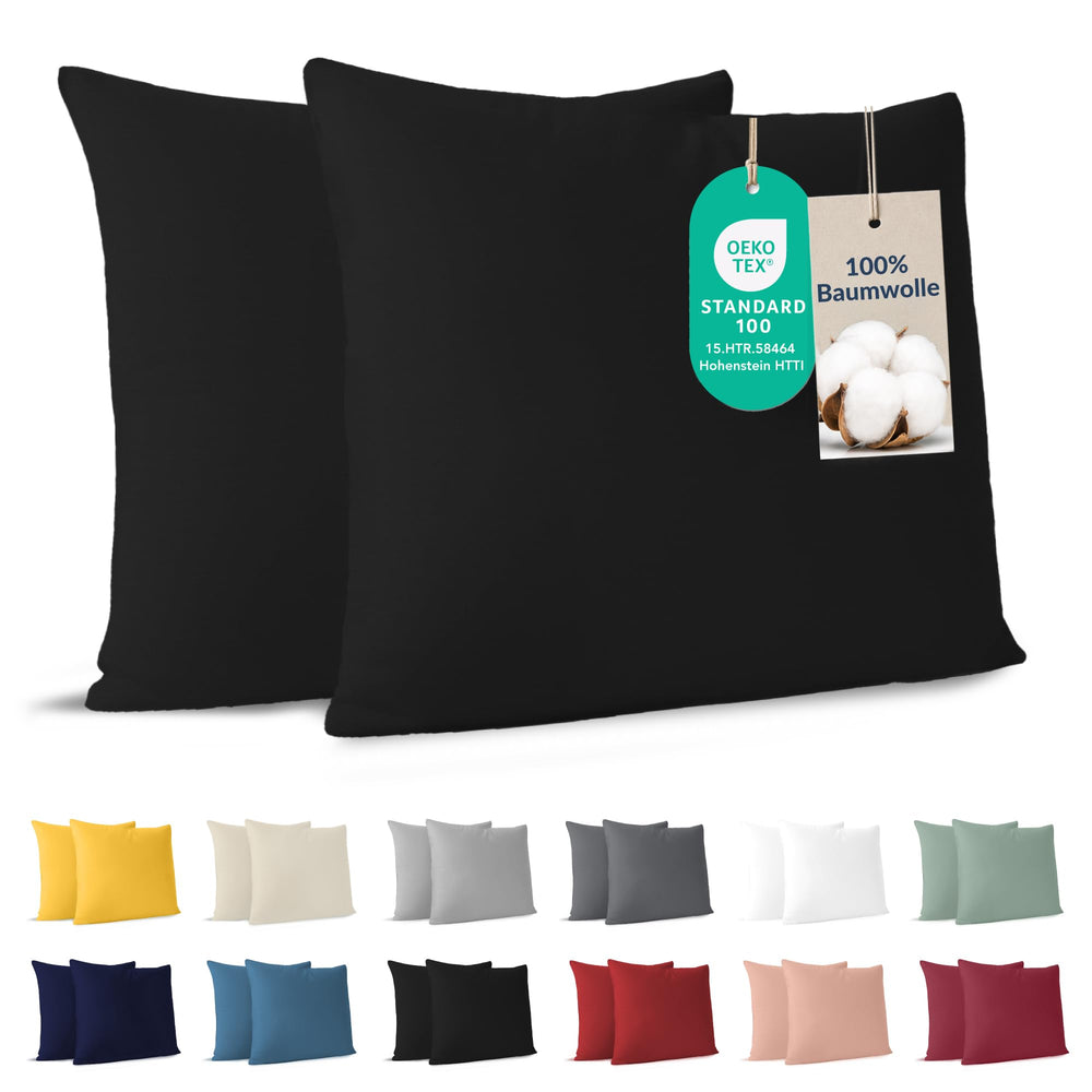 Dreamzie - Kissenbezug 40x40cm - 2er Set - 100% Baumwolle - Anthrazit