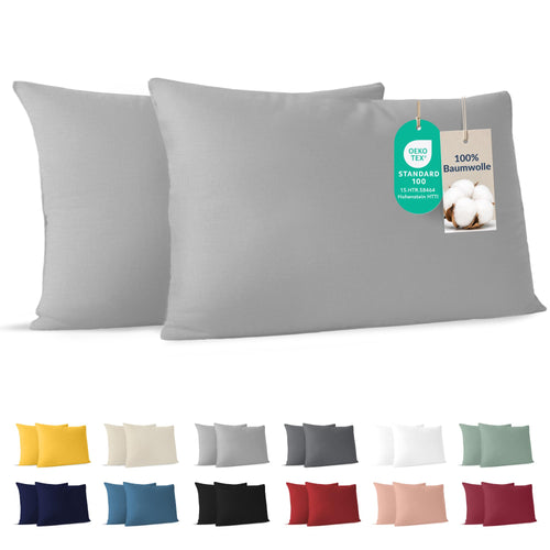 Dreamzie - Kissenbezug 40x40cm - 2er Set - 100% Baumwolle - Anthrazit
