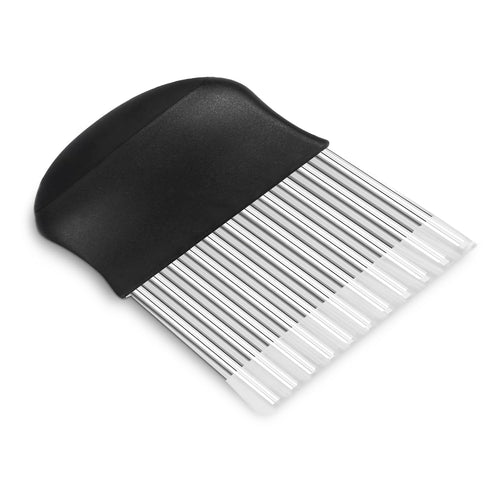 Wellenschneider Riffelmesser aus Edelstahl Pommesschneider Kartoffelschneider Zubehör Edelstahl für Gemüse Pommes Kartoffeln Butter und Obst (Schwarz)