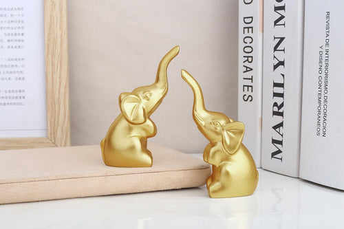 2 Stück Gold Elefant Deko Schwarz, Elefanten Deko Wohnzimmer