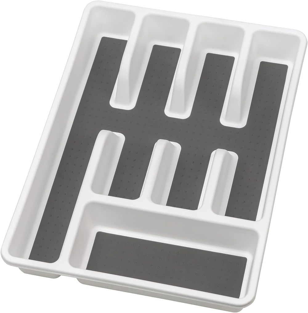 WENKO Besteckkasten Anti-Rutsch 5 Fächer, Besteckeinsatz für Schubladen, 5 x 36.5 x 26.5 cm Weiß