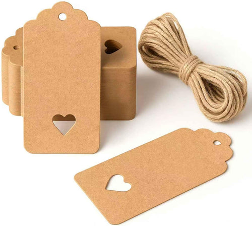 Geschenkanhänger 50 Stück Blanko Braune Papieranhänger mit Schnur 6x 5 cm für Hochzeitsgeschenke Geburtstag Weihnachten [ Weihnachtsbaum ]
